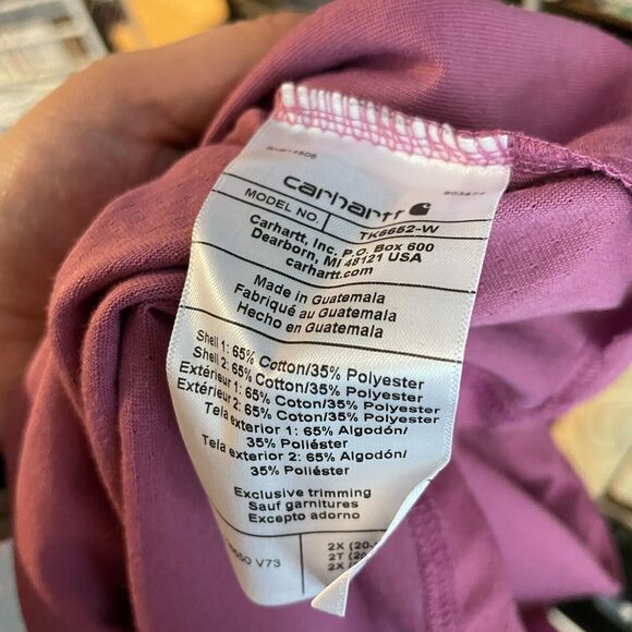 Women's 2X Carhartt Force Relaxed Fit Midweight Pocket T-Shirt Pink NEW - Picture 7 of 7